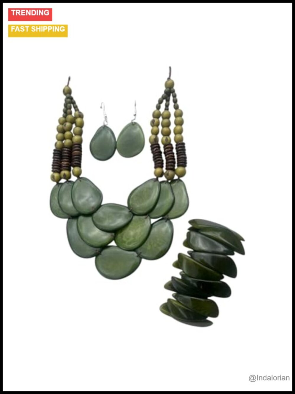 Handmade Tagua Statement Bib Necklace